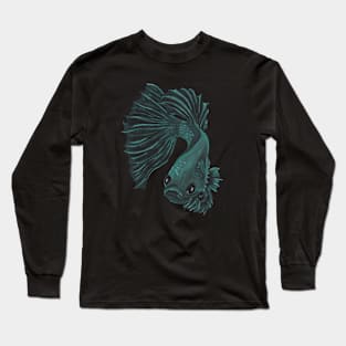 Teal Betta Fish Long Sleeve T-Shirt